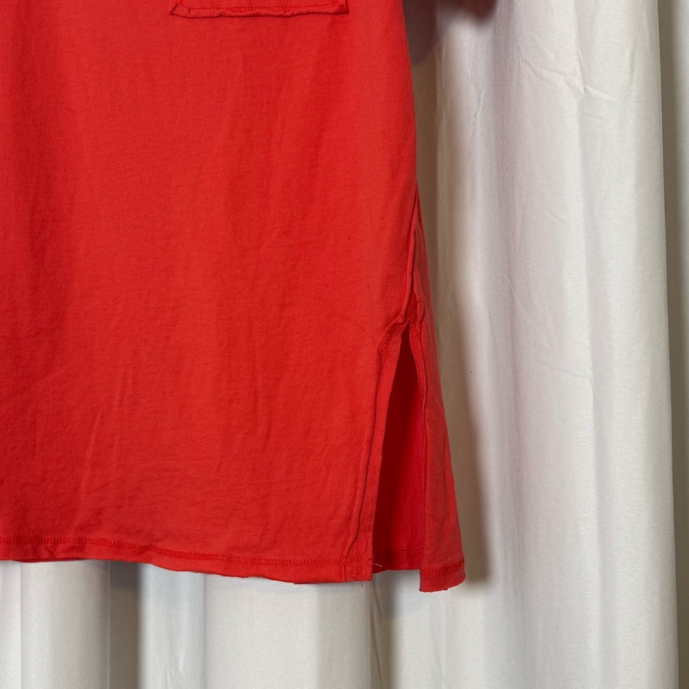 POL Raw Edge Oversized Cotton Tee Red Orange Large NWT - Picture 6 of 11